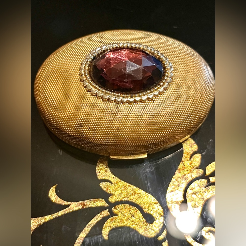 Vintage Germaine Monteil Superglow Face Powder Jeweled Mirror Compact 1960”s